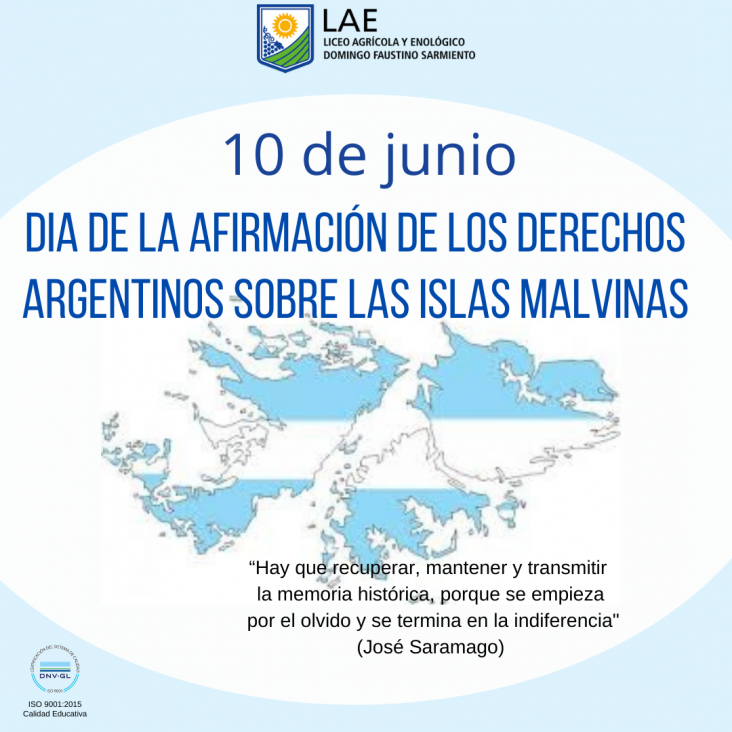 imagen 10 DE JUNIO- DIA DE LA AFIRMACIÓN DE LOS DERECHOS ARGENTINOS SOBRE LAS ISLAS MALVINAS