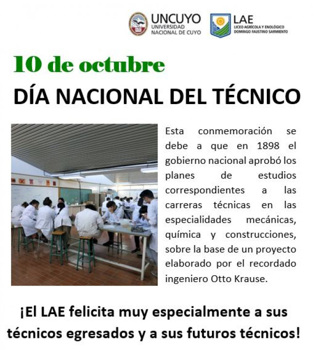 imagen 10 DE OCTUBRE " DÍA NACIONAL DEL TÉCNICO"