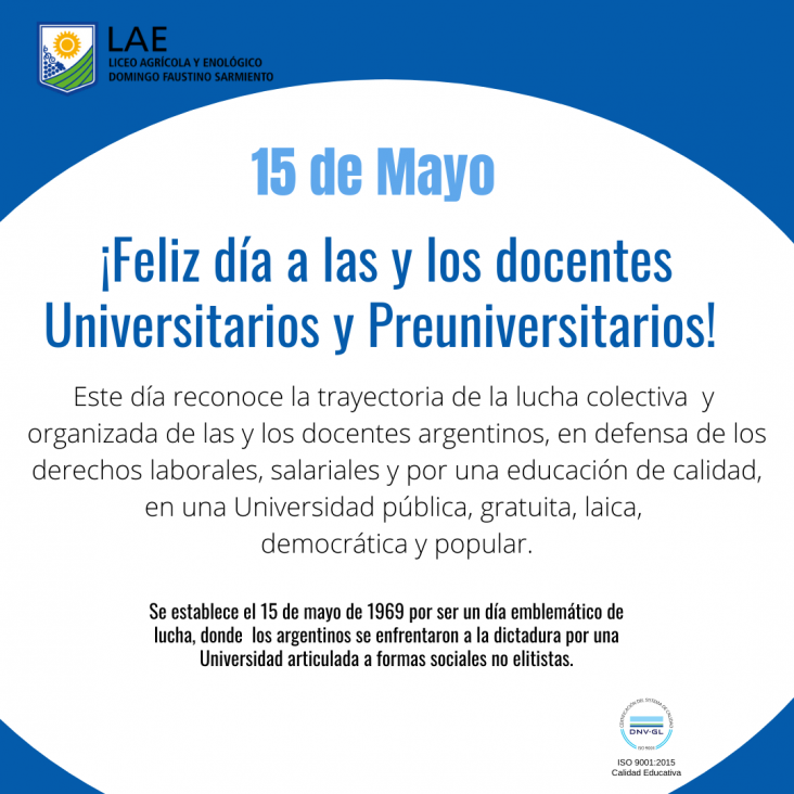 imagen  15 DE MAYO- DÍA DE LAS Y LOS DOCENTES DE UNIVERSIDADES