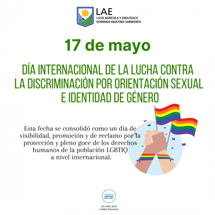 imagen 17 DE MAYO- DÍA INTERNACIONAL DE LA LUCHA CONTRA LA DISCRIMINACIÓN POR ORIENTACIÓN SEXUAL E IDENTIDAD DE GÉNERO