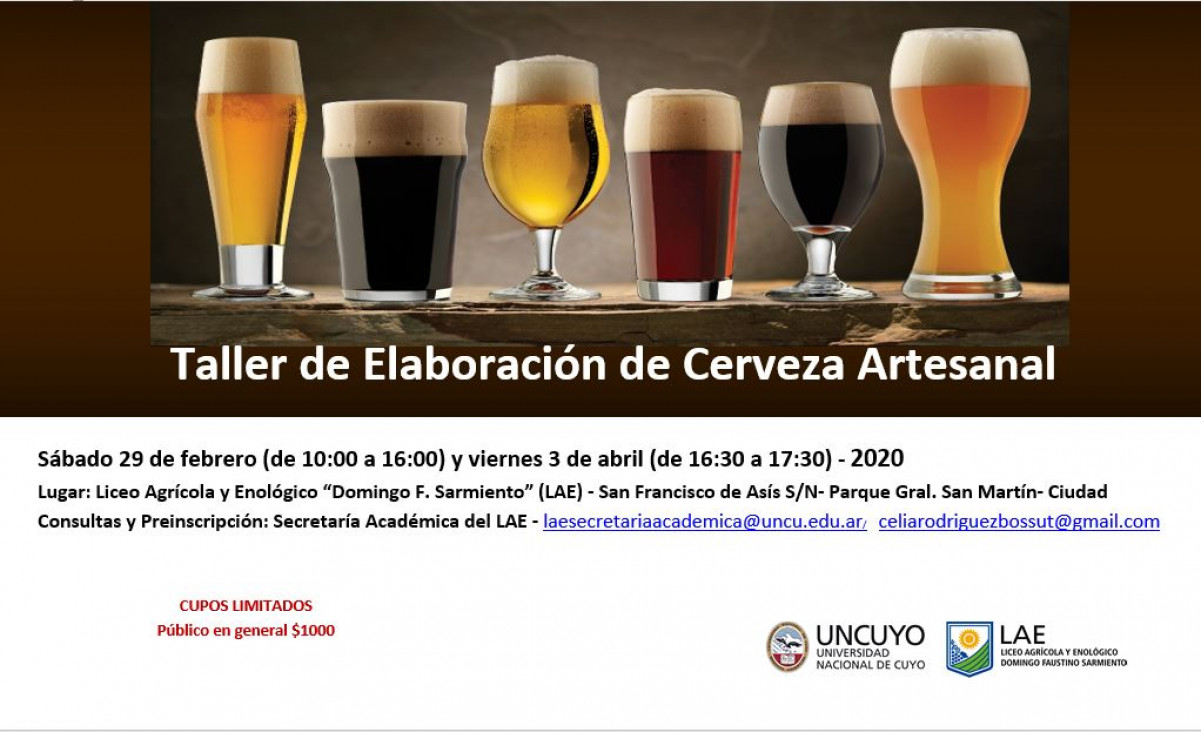 imagen TALLER DE  ELABORACIÓN DE CERVEZA ARTESANAL 2020