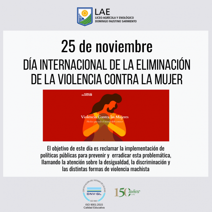 imagen 25 DE NOVIEMBRE- DÍA INTERNACIONAL DE LA ELIMINACIÓN DE LA VIOLENCIA CONTRA LA MUJER