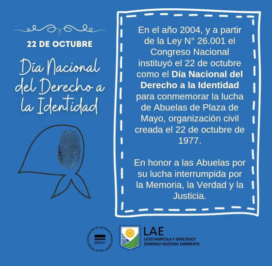 imagen 22 DE OCTUBRE DIA NACIONAL DEL DERECHO A LA IDENTIDAD