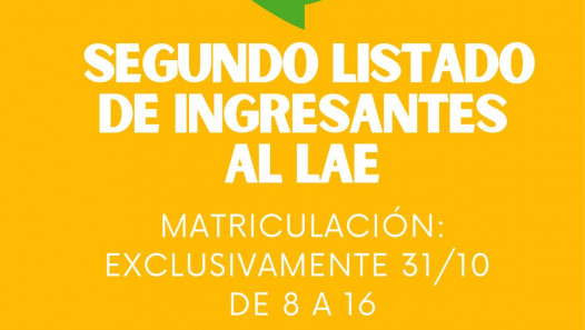 imagen SEGUNDO LISTADO DE INGRESANTES LAE 2026