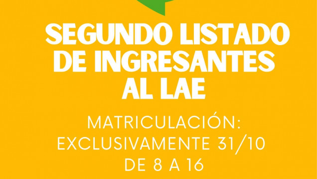 imagen SEGUNDO LISTADO DE INGRESANTES LAE 2026