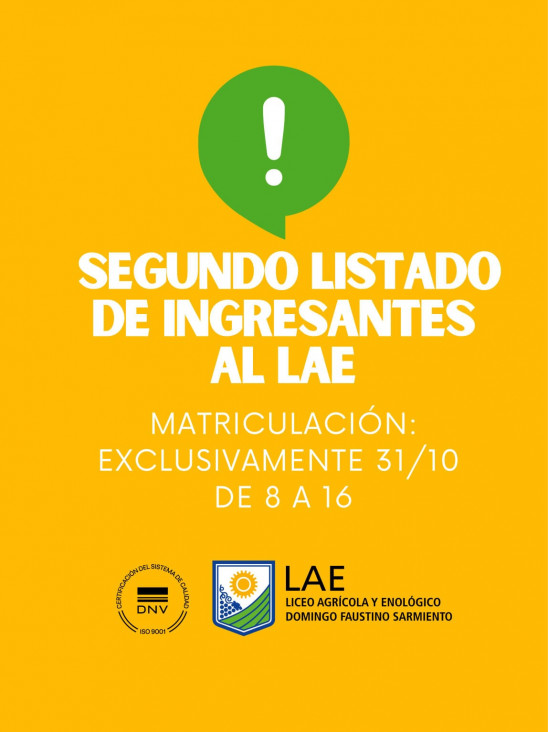 imagen SEGUNDO LISTADO DE INGRESANTES LAE 2026