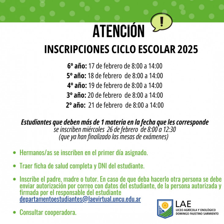 imagen INSCRIPCIONES CICLO ESCOLAR 2025