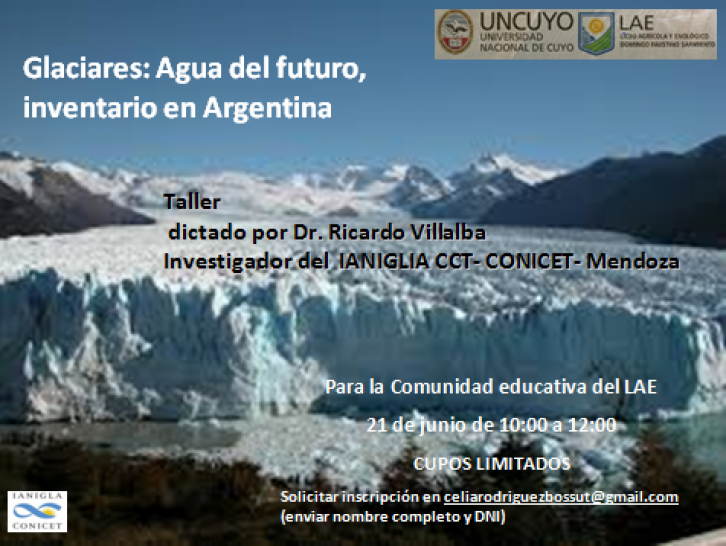 imagen TALLER Glaciares: Agua del futuro, inventario en Argentina