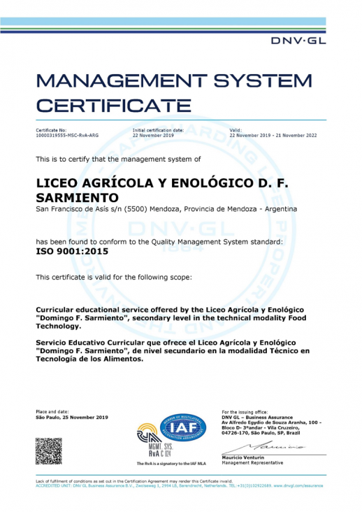 imagen EL LAE CERTIFICÓ EN CALIDAD EDUCATIVA  ISO 9001:2015