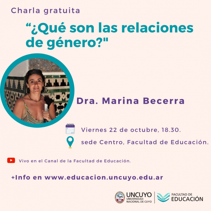 imagen EXPERTA REFLEXIONARÀ SOBRE LAS RELACIONES DE GÈNERO EN UNA JORNADA EN LA UNCUYO