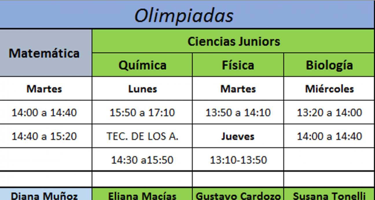 imagen HORAS DE APOYO Y OLIMPIADAS