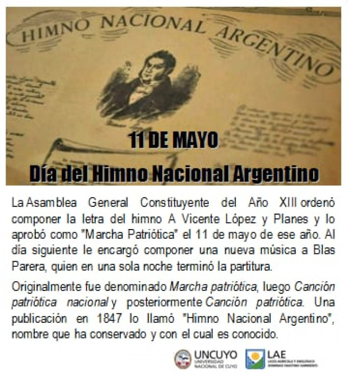 imagen 11 DE MAYO DÍA DEL HIMNO NACIONAL ARGENTINO