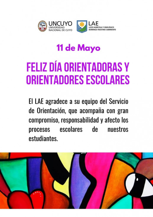 imagen FELIZ DÍA ORIENTADORAS Y ORIENTADORES ESCOLARES