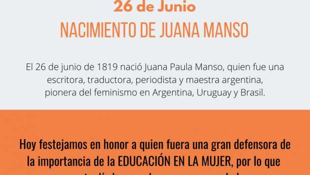 imagen   26 DE JUNIO: JUANA MANSO, DEFENSORA DE LA EDUCACION DE LA MUJER