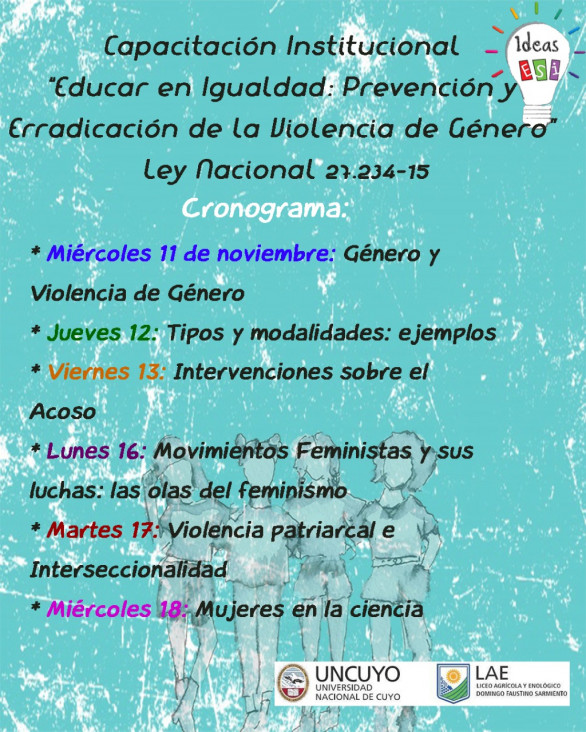 imagen CAPACITACIÓN INSTITUCIONAL "EDUCAR EN IGUALDAD: PREVENCIÓN Y ERRADICACIÓN DE LA VIOLENCIA DE GÉNERO"