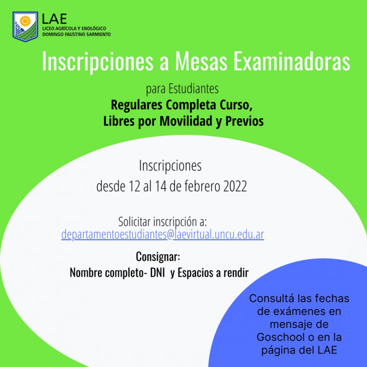 imagen INSCRIPCIONES A MESAS EXAMINADORAS