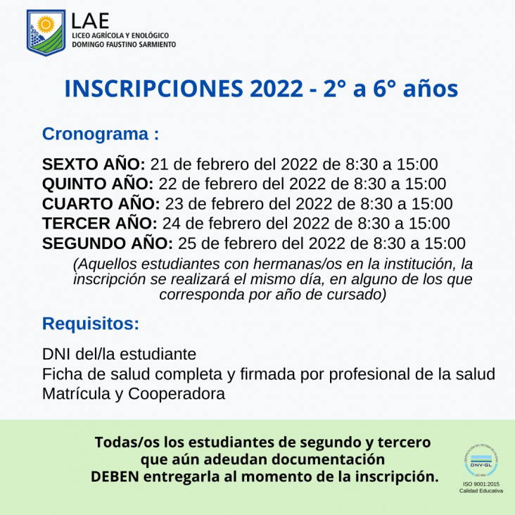 imagen INSCRIPCIONES  2022- 2º a 6º AÑOS