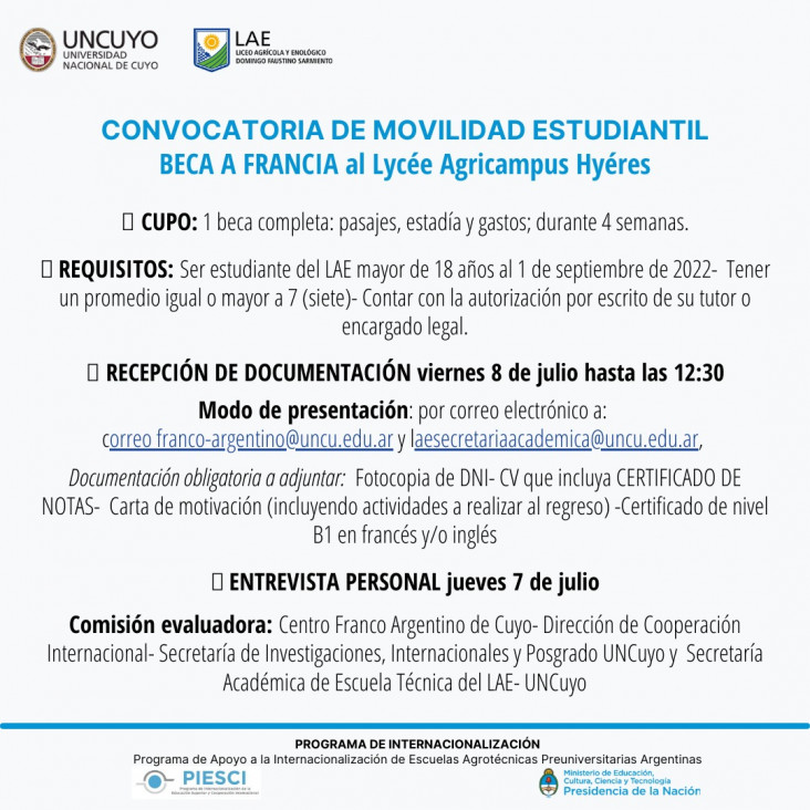 imagen CONVOCATORIA DE MOVILIDAD ESTUDIANTIL 