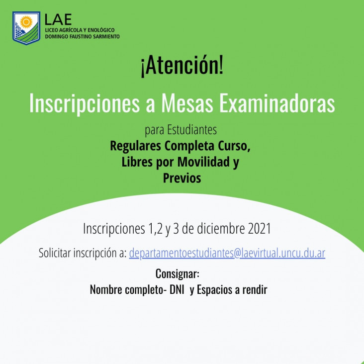 imagen INSCRIPCIÓN A MESAS EXAMINADORAS