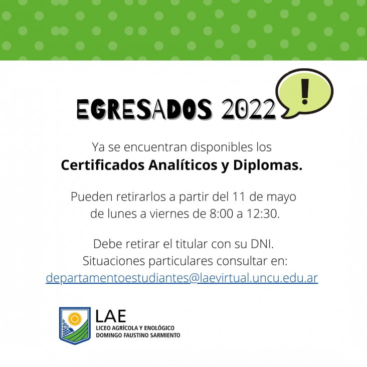 imagen CERTIFICADOS ANALÍTICOS Y DIPLOMAS 2022