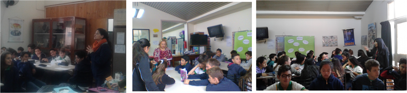 imagen Alumnos de Primer Año  con Docentes de Lengua y Literatura en Biblioteca