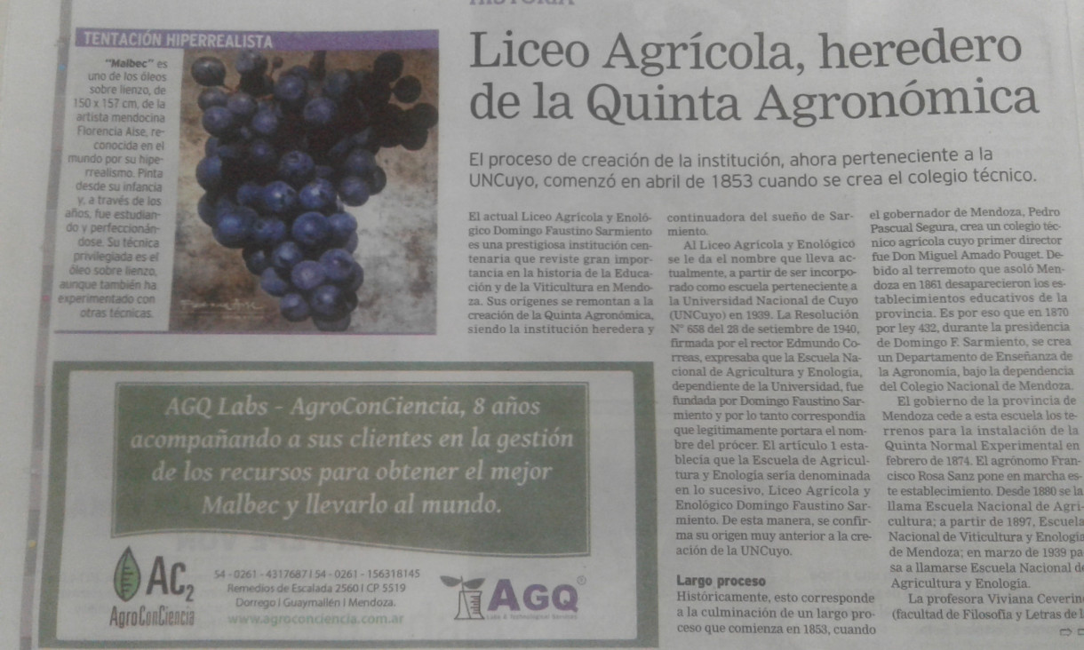 imagen NOTA DEL LICEO AGRÍCOLA EN DIARIO LOS ANDES