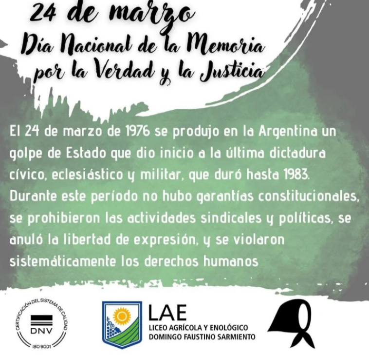 imagen 24 DE MARZO DÍA NACIONAL DE LA MEMORIA POR LA VERDAD Y LA JUSTICIA. 